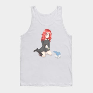 Red Hair Dragon Anime Girl With Baby Dragon Tank Top